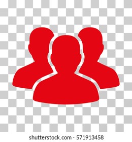 User Group icon. Vector illustration style is flat iconic symbol, red color, transparent background. Designed for web and software interfaces.