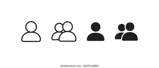 Iconos de usuario y grupo en blanco y negro