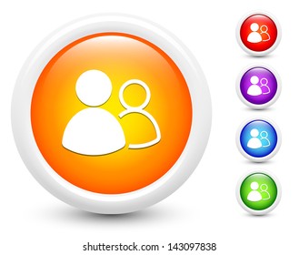 User Group Icons on Round Button Collection Original Illustration