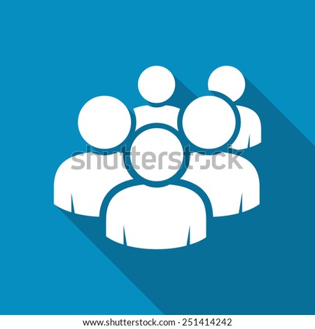 User group network icon. Modern design flat style icon with long shadow effect. Group People icon. Community people. Member icon. Team activity. Forum button. Group activity icon. Networking people