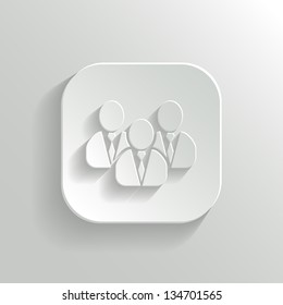 User group network icon - vector white app button with shadow