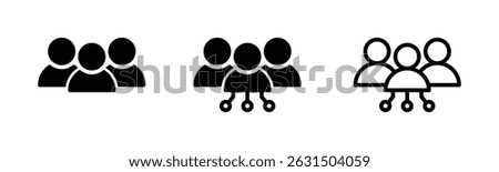 User group network, society icon showing multiple users connected by nodes, representing teamwork, social connection, or data sharing.