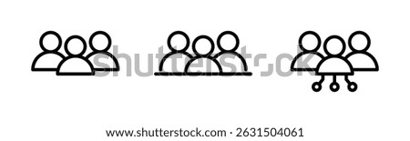 User group network, society icon showing multiple users connected by nodes, representing teamwork, social connection, or data sharing.