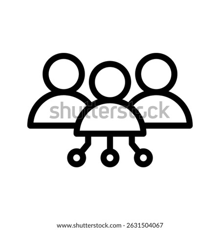 User group network, society icon showing multiple users connected by nodes, representing teamwork, social connection, or data sharing.