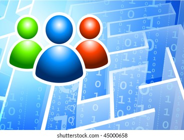User Group on Binary Code Maze Background Original Vector Illustration