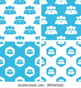 User group patterns set, simple and hexagon, blue and white