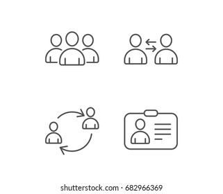 User Group, Profile and Teamwork line icons. ID card document symbols. Quality design elements. Editable stroke. Vector