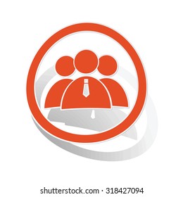 User group sign sticker, orange circle with image inside, on white background