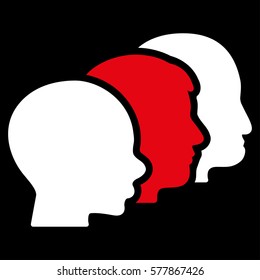 User Group vector icon. Flat bicolor red and white symbol. Pictogram is isolated on a black background. Designed for web and software interfaces.