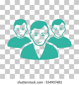User Group vector icon. Illustration style is flat iconic cyan symbol on a chess transparent background.