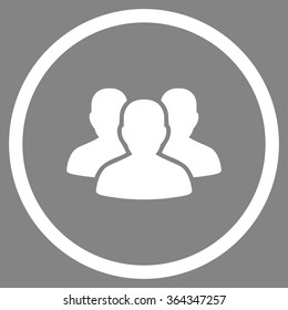 User Group vector icon. Style is flat circled symbol, white color, rounded angles, gray background.