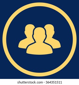 User Group vector icon. Style is flat circled symbol, yellow color, rounded angles, blue background.