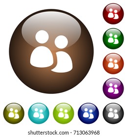User group white icons on round color glass buttons
