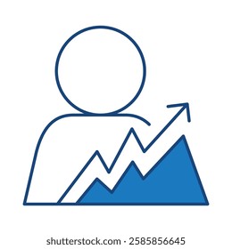 User Growth Blue Icon. Digital Marketing Icon Editable Stroke Vector Illustration