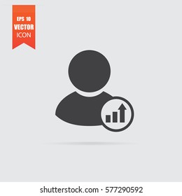 User growth icon in flat style isolated on grey background. For your design, logo. Vector illustration.