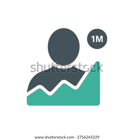 User growth statistic, one million, chart, social media.