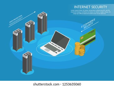 User guard low poly Isometric Internet security information infographics set banners