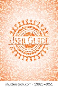 User Guide abstract emblem, orange mosaic background