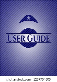 User Guide badge with denim texture