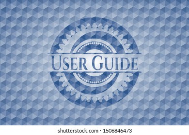 User Guide blue badge with geometric background. Vector Illustration. Detailed.