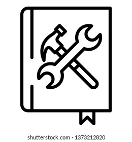 User guide book icon. Outline user guide book vector icon for web design isolated on white background