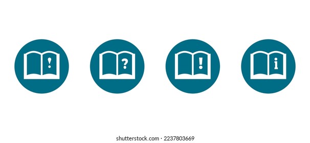 User guide book icon set in line style. manual user book vector icon for web design isolated on white background.	
