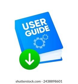 User Guide book. User manual document and download link. Reference book, instructions and guide. Vector illustration.