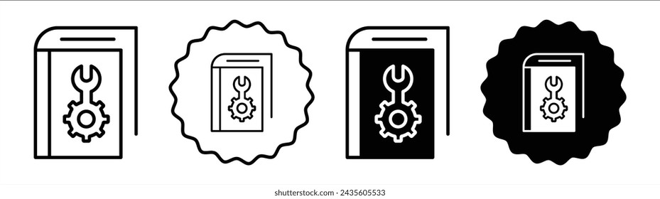 User guide book set in black and white color. User guide book simple flat icon vector
