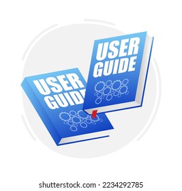 User guide Books download icon. Textbook with bookmark. Diary or notebook. Vector illustration.