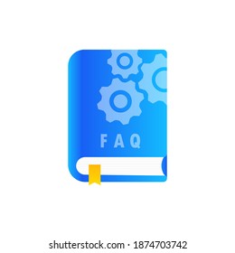 User Guide FAQ book icon. User Guide book. Flat vector illustration.