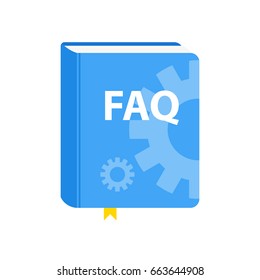 User Guide FAQ book icon. Flat vector illustration.