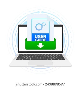 User Guide file. User manual document and download link. Reference file, instructions and guide. Vector illustration.