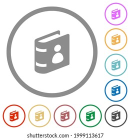 User guide flat color icons in round outlines on white background