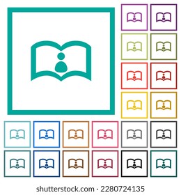 User guide flat color icons with quadrant frames on white background
