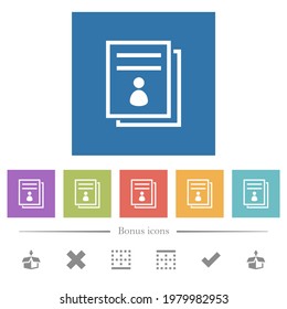 User guide flat white icons in square backgrounds. 6 bonus icons included.
