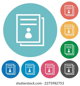 User guide flat white icons on round color backgrounds