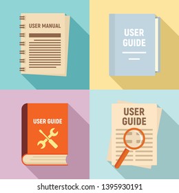 User guide icons set. Flat set of user guide vector icons for web design