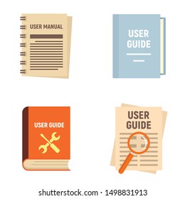 User guide icons set. Flat set of user guide vector icons for web design