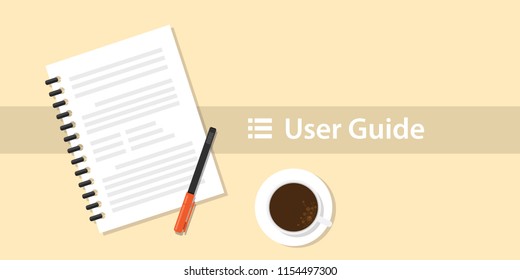 a user guide manual book on top of table desk vector graphic illustration