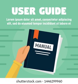 User guide manual concept banner. Flat illustration of user guide manual vector concept banner for web design