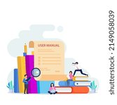 User guide manual, instruction and guidebook vector concept