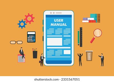 User guide or user manual online on a mobile phone 2d vector illustration concept for banner, website, illustration, landing page, flyer, etc.