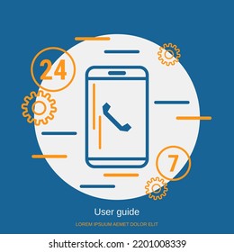 User Guide, Online Support, Technical Service Flat Design Style Vector Concept Illustration