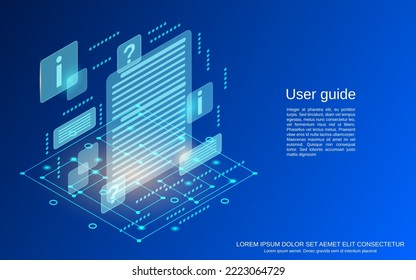 User Guide, Online Support, Technical Service Flat 3d Isometric Vector Concept Illustration