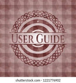 User Guide red seamless emblem or badge with geometric pattern background.