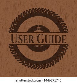 User Guide vintage wooden emblem. Vector Illustration.