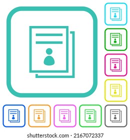 Guía del usuario iconos planos de colores vivos en bordes curvados sobre fondo blanco