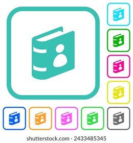 User guide vivid colored flat icons in curved borders on white background