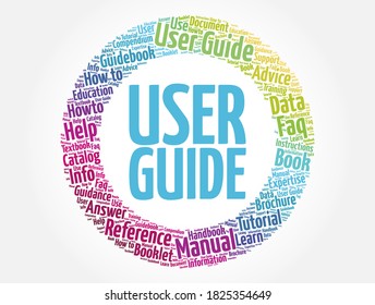 User Guide word cloud collage, concept background