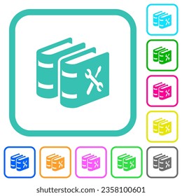 User guide with wrench and screwdriver vivid colored flat icons in curved borders on white background